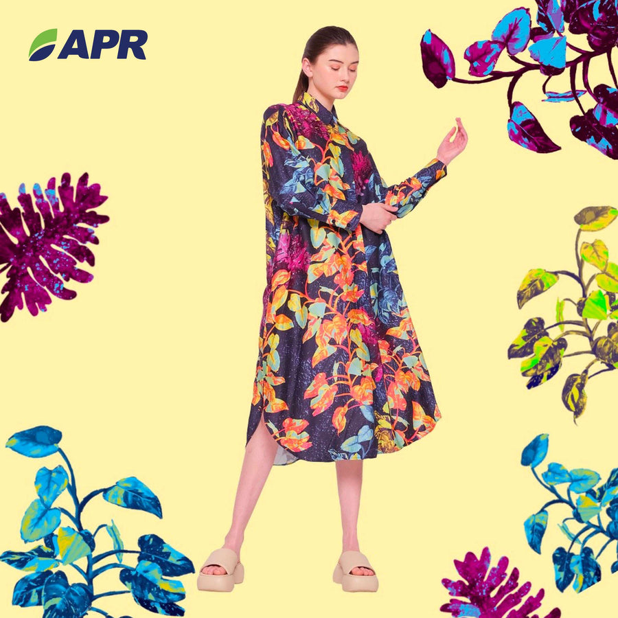 Night Garden Long Sleeved Shirt Dress