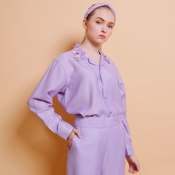 Lilac Embellished Long Sleeve Shirt - KALA x PVRA