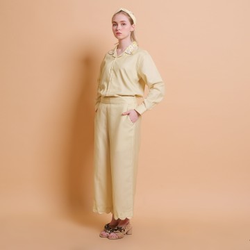 Yellow Embellished Long Sleeve Shirt - KALA x PVRA