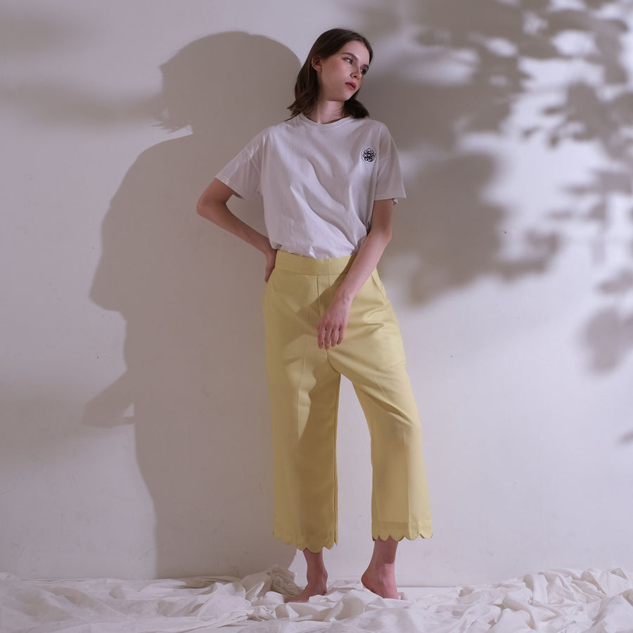 Yellow Scallop Basic Trousers