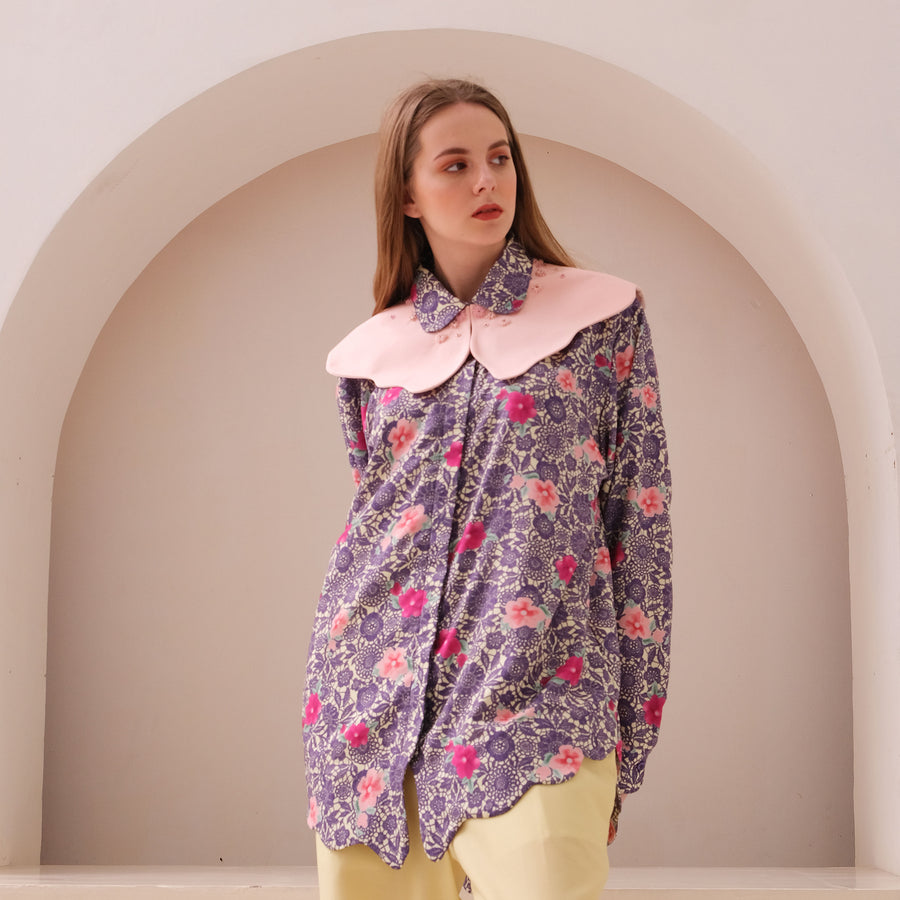 Heather Long Sleeve Shirt with Imelda Collar