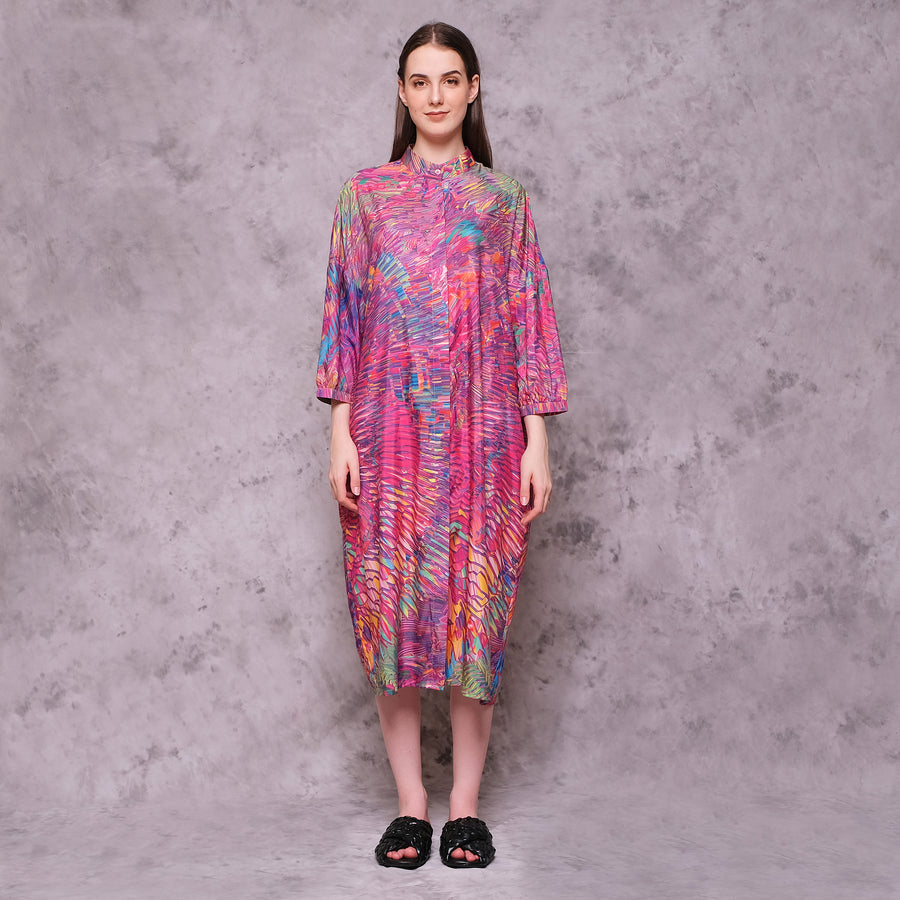 Pink Motion Midi Shirt Dress - KALA x ISHA HENING