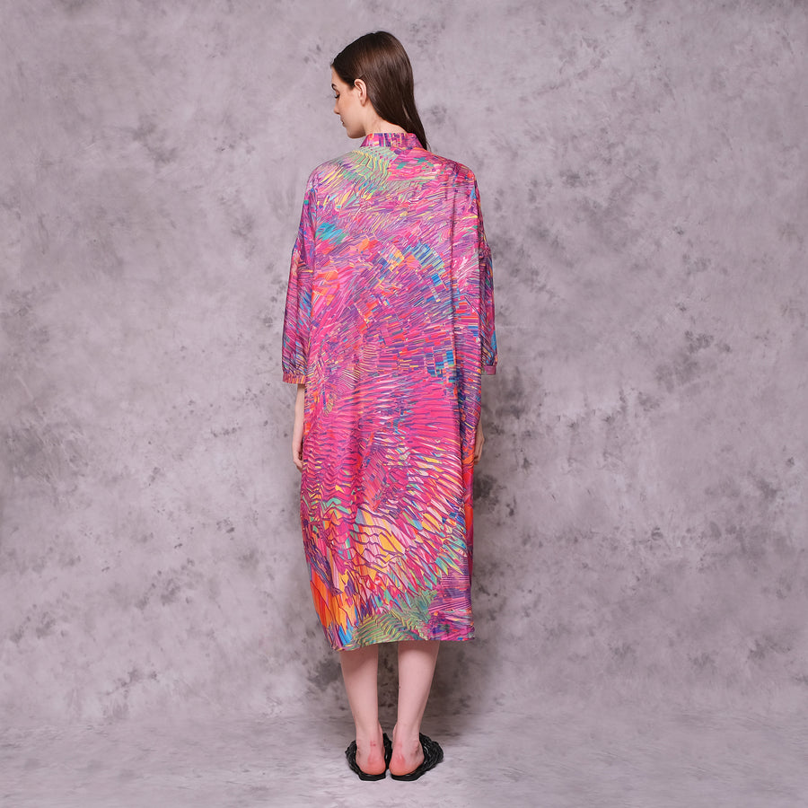 Pink Motion Midi Shirt Dress - KALA x ISHA HENING
