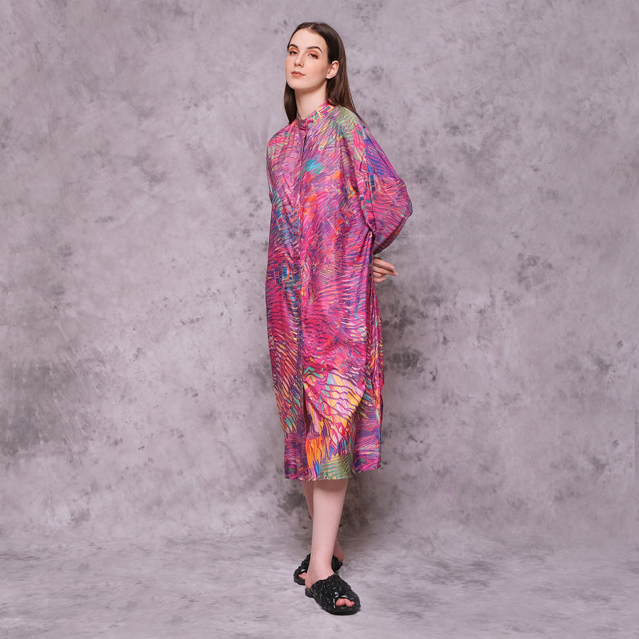 Pink Motion Midi Shirt Dress - KALA x ISHA HENING