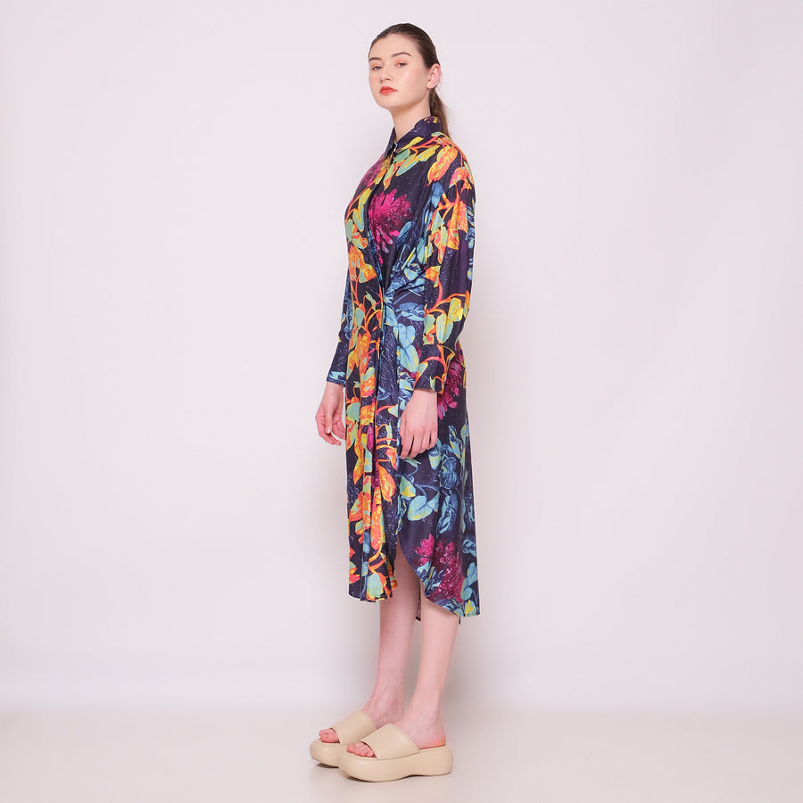 Night Garden Long Sleeved Shirt Dress