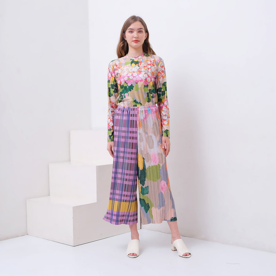 Spliced Cullotes Pleated Pants - KALA x BOO STUDIO
