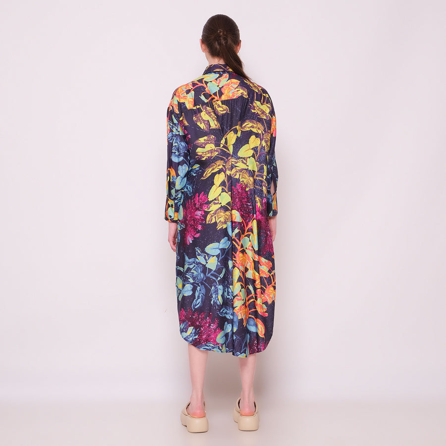 Night Garden Long Sleeved Shirt Dress