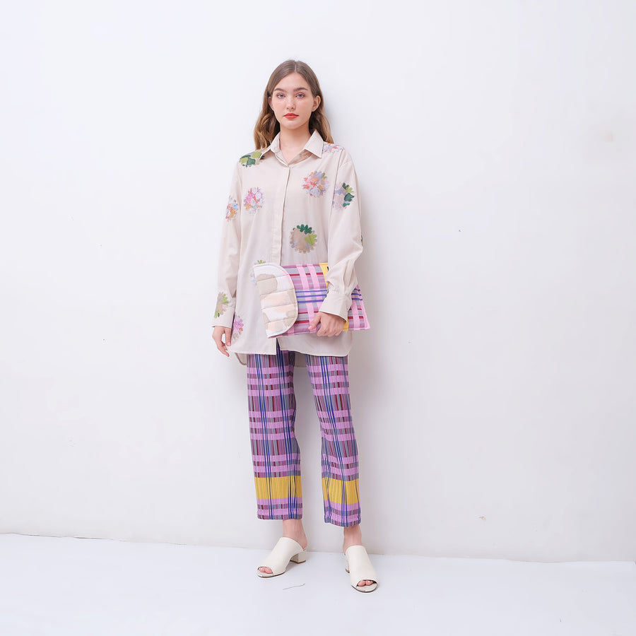 Stripes Straight Leg Pleated Pants - KALA x BOO STUDIO