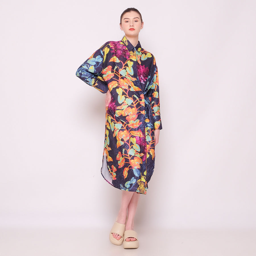 Night Garden Long Sleeved Shirt Dress