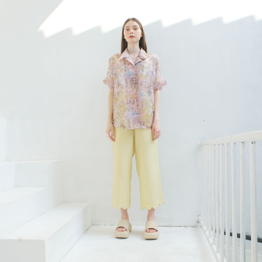 Parisienne Scallop Organza Shirt (Peach)