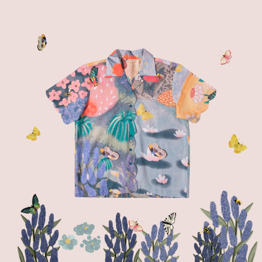 Butterflies & Bees Scallop Everyday Shirt - PREORDER