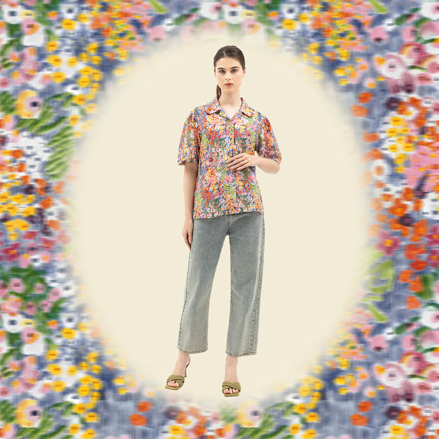 Bloom and Beads Scallop Puffy Shirt