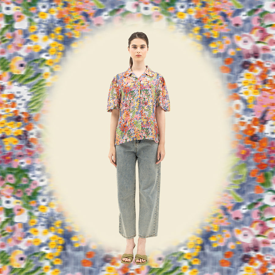 Bloom and Beads Scallop Puffy Shirt
