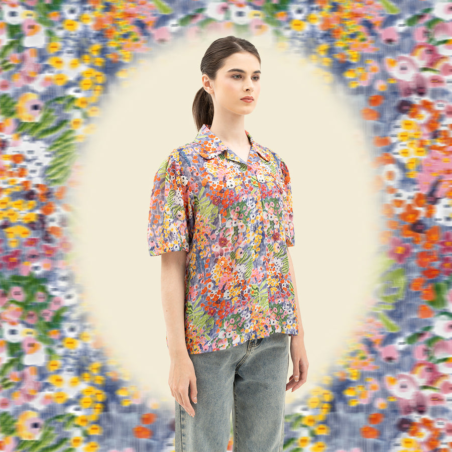 Bloom and Beads Scallop Puffy Shirt