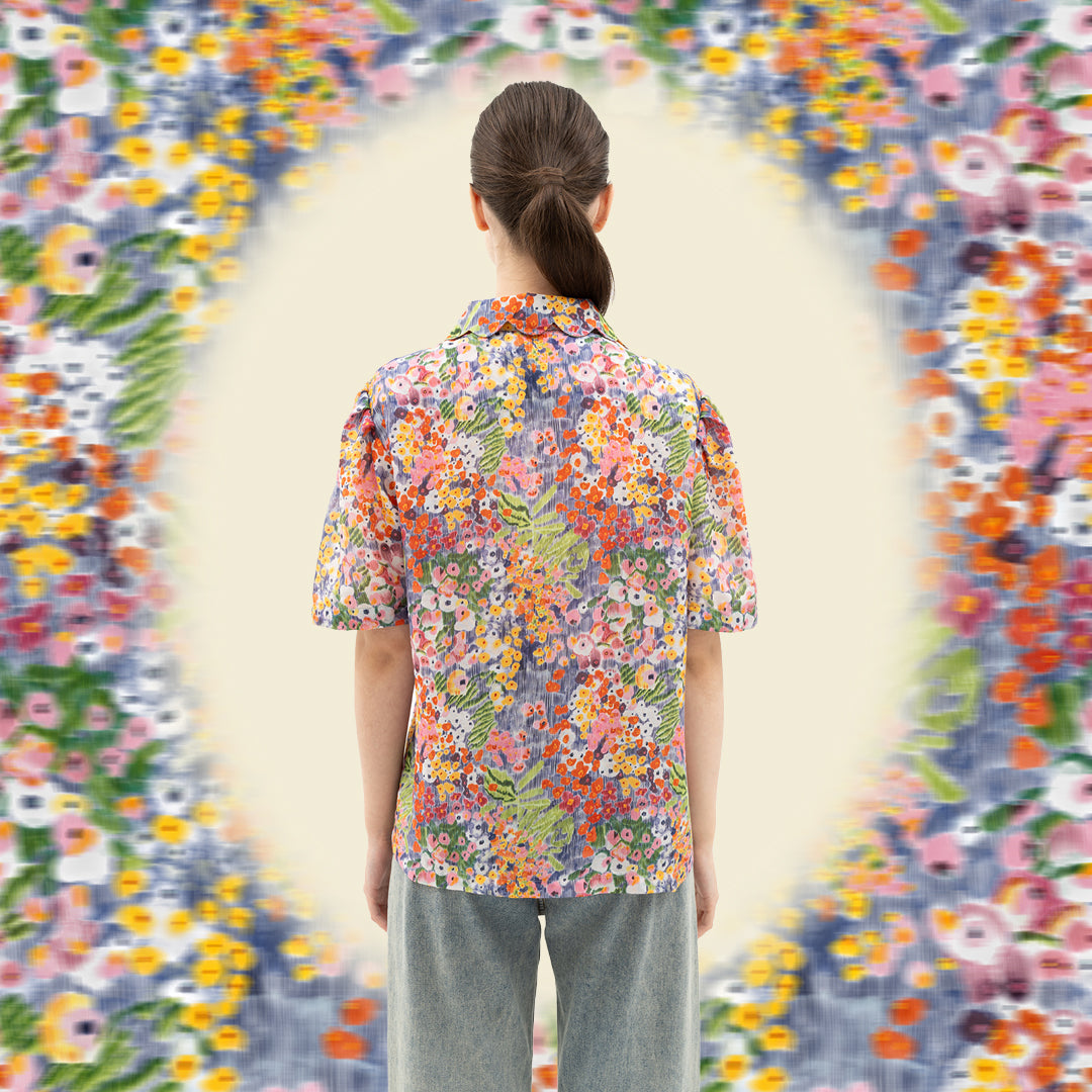Bloom and Beads Scallop Puffy Shirt