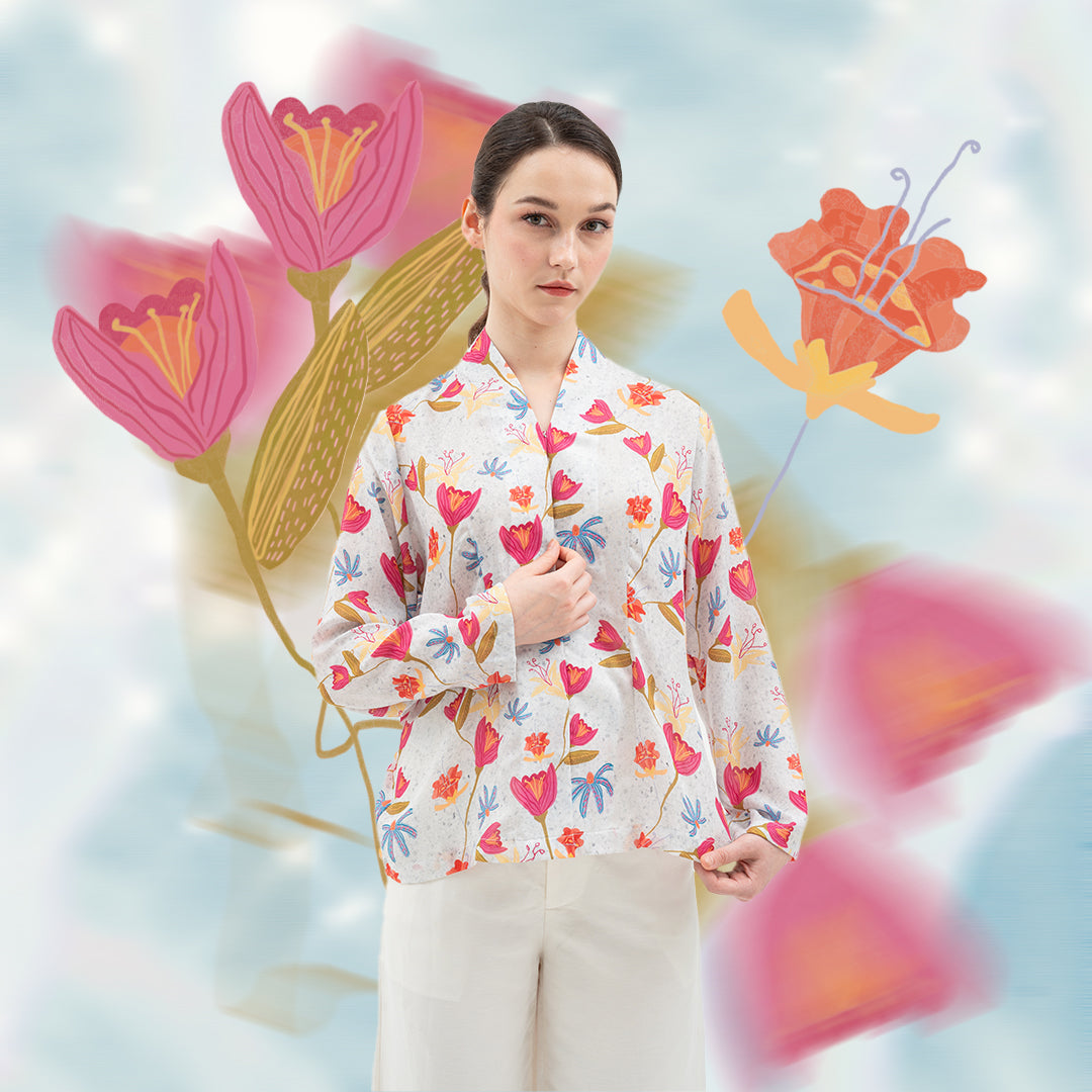 The Bloom Rhapsody Kebaya Top (White)