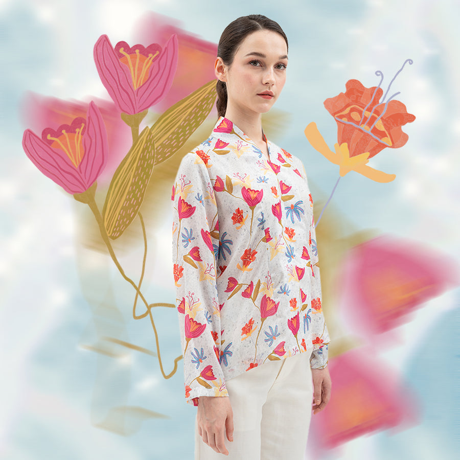 The Bloom Rhapsody Kebaya Top (White)