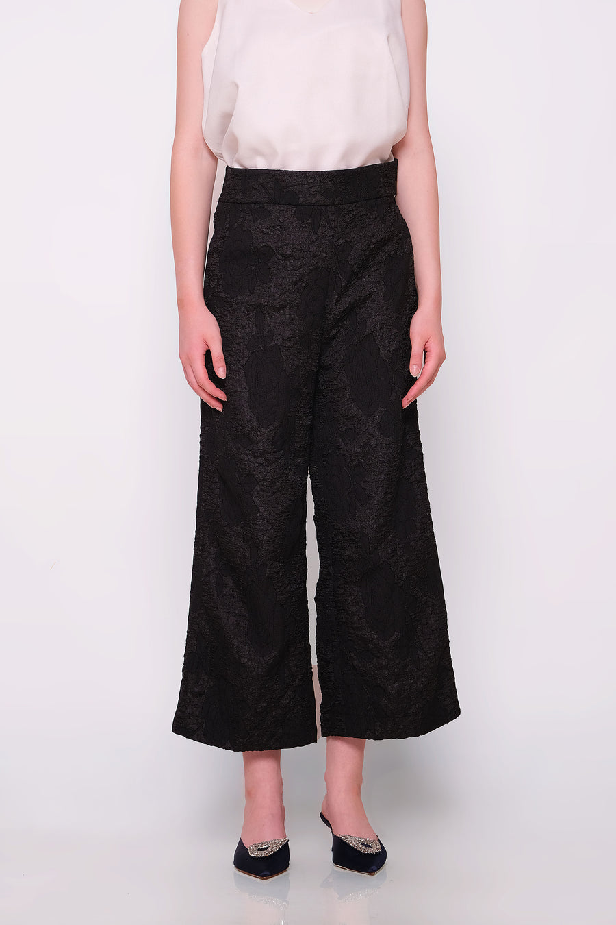 Black Jacquard Pants