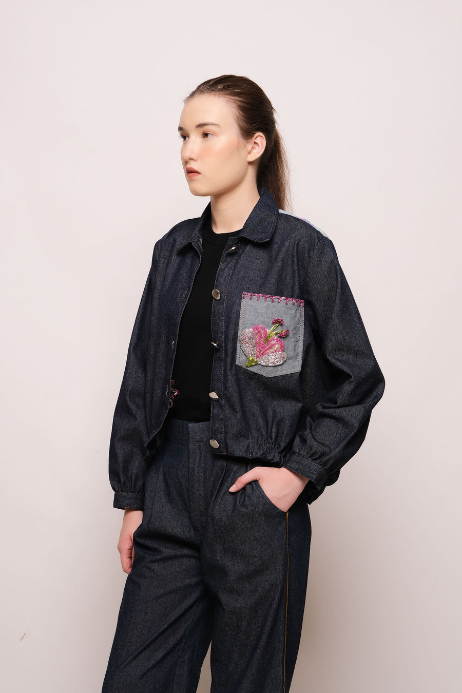 Floral Symphony Denim Jacket