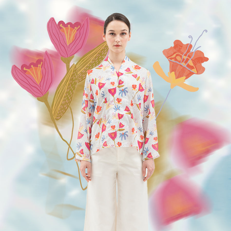 The Bloom Rhapsody Kebaya Top (White)