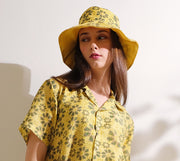 Yellow Crochet Reversible Bucket Hat - KALA x MULYANA