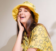 Yellow Crochet Reversible Bucket Hat - KALA x MULYANA