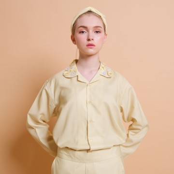 Yellow Embellished Long Sleeve Shirt - KALA x PVRA