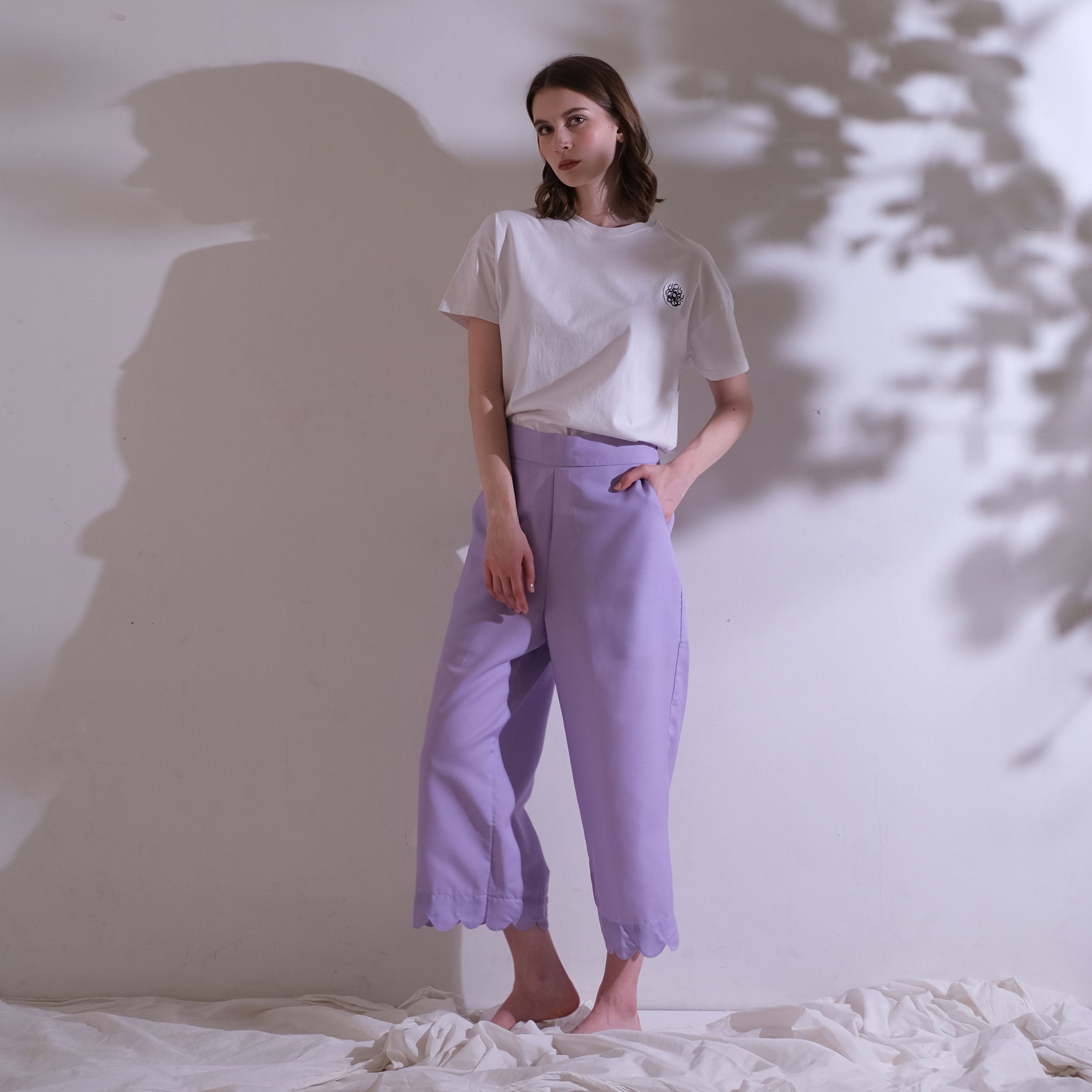 Lilac Scallop Basic Trousers