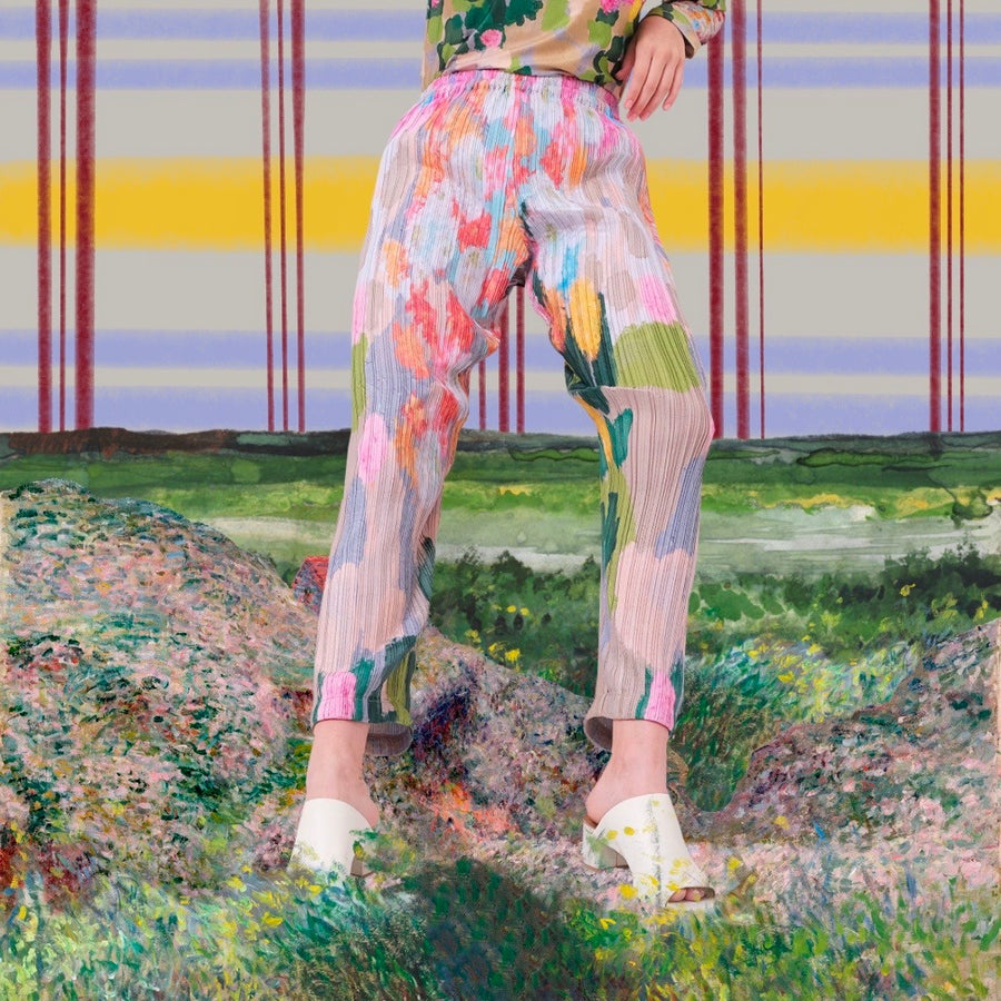 Chrysanthemum Garden Straight Leg Pleated Pants - KALA x BOO STUDIO
